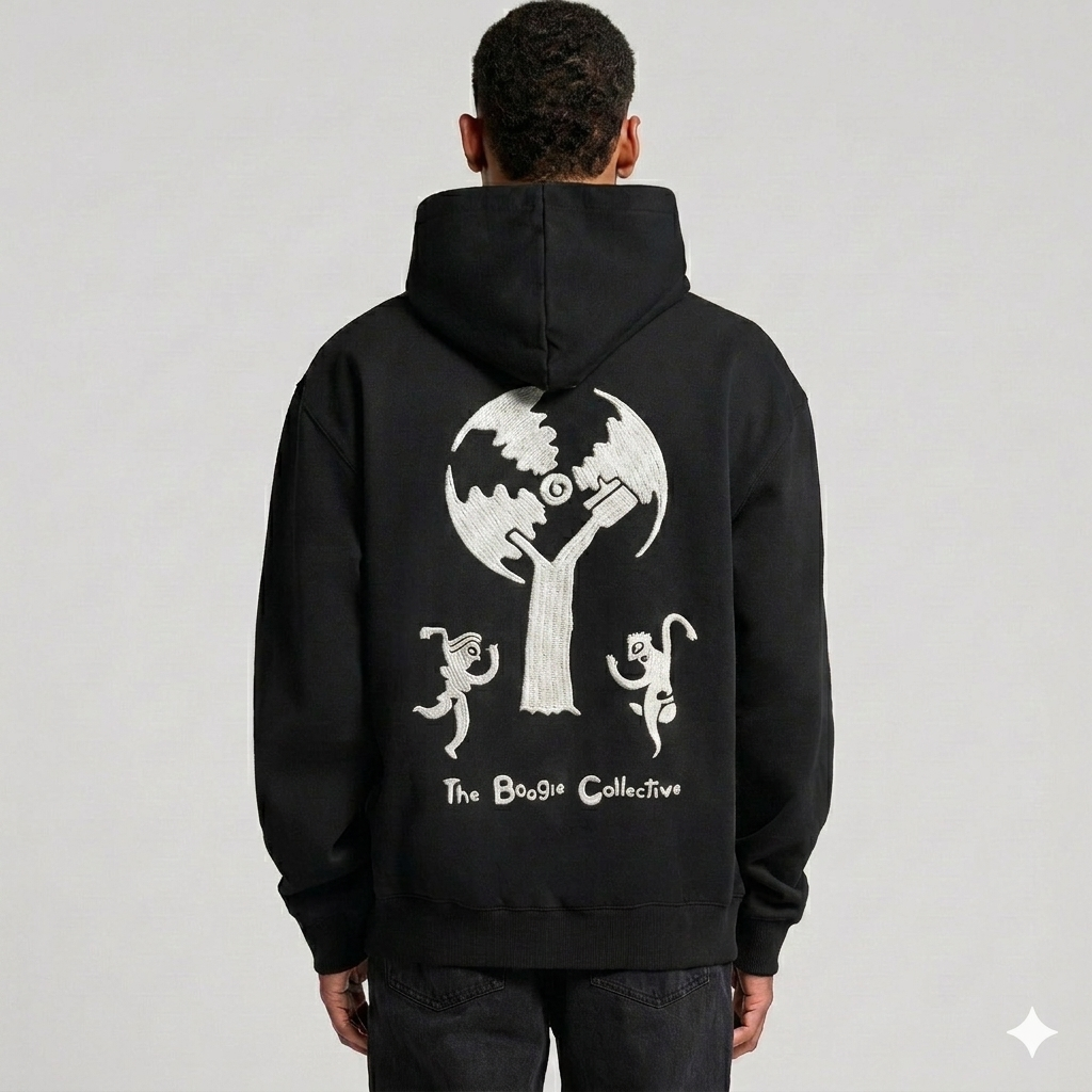 Box Hood — White Stitch on Black