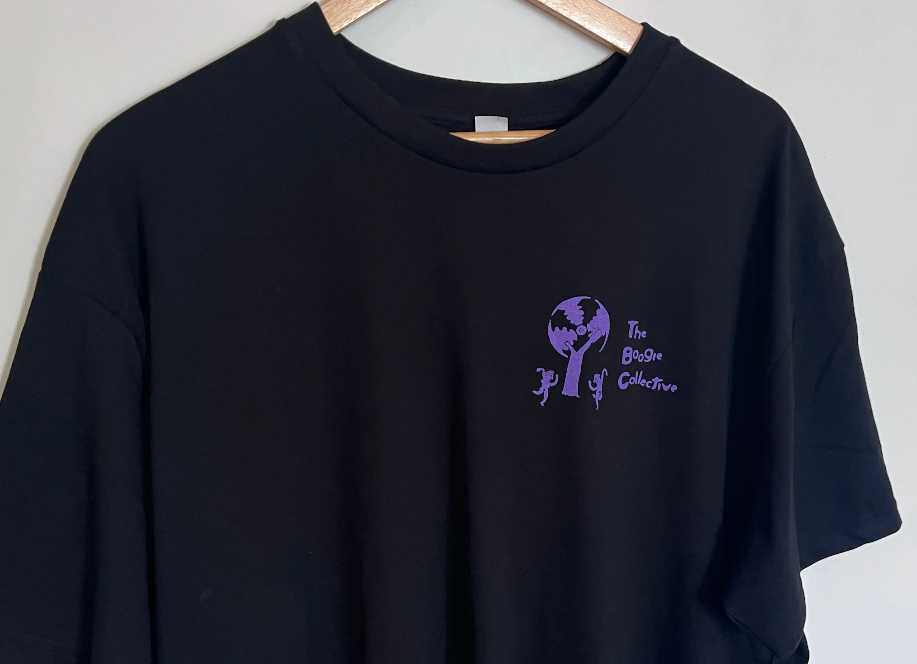 Classic Oversized Tee — Purple Ink on Black